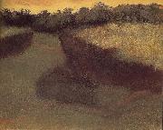 Edgar Degas Cornfield and tree line oil painting